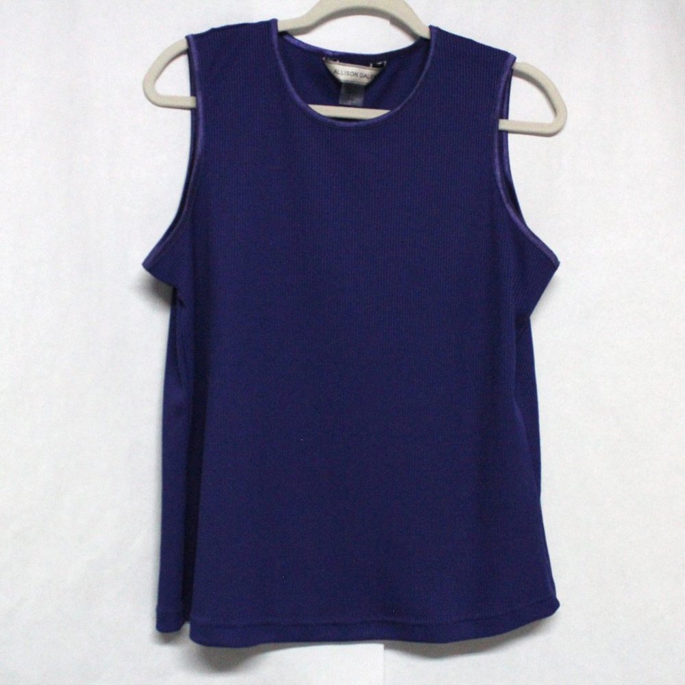 Women's Large Allison Daley Purple Ribbed Sleeveless Top Shell or Blouse